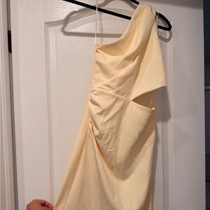 Zara Pale Yellow One-Shoulder Cutout Dress